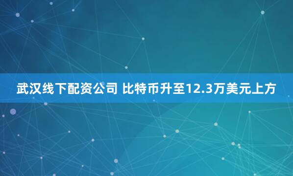 武汉线下配资公司 比特币升至12.3万美元上方